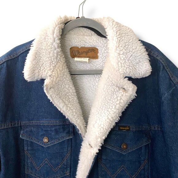 Vintage Men’s Wrangler Sherpa Denim Jacket Large Trucker Cowboy - Picture 2 of 9